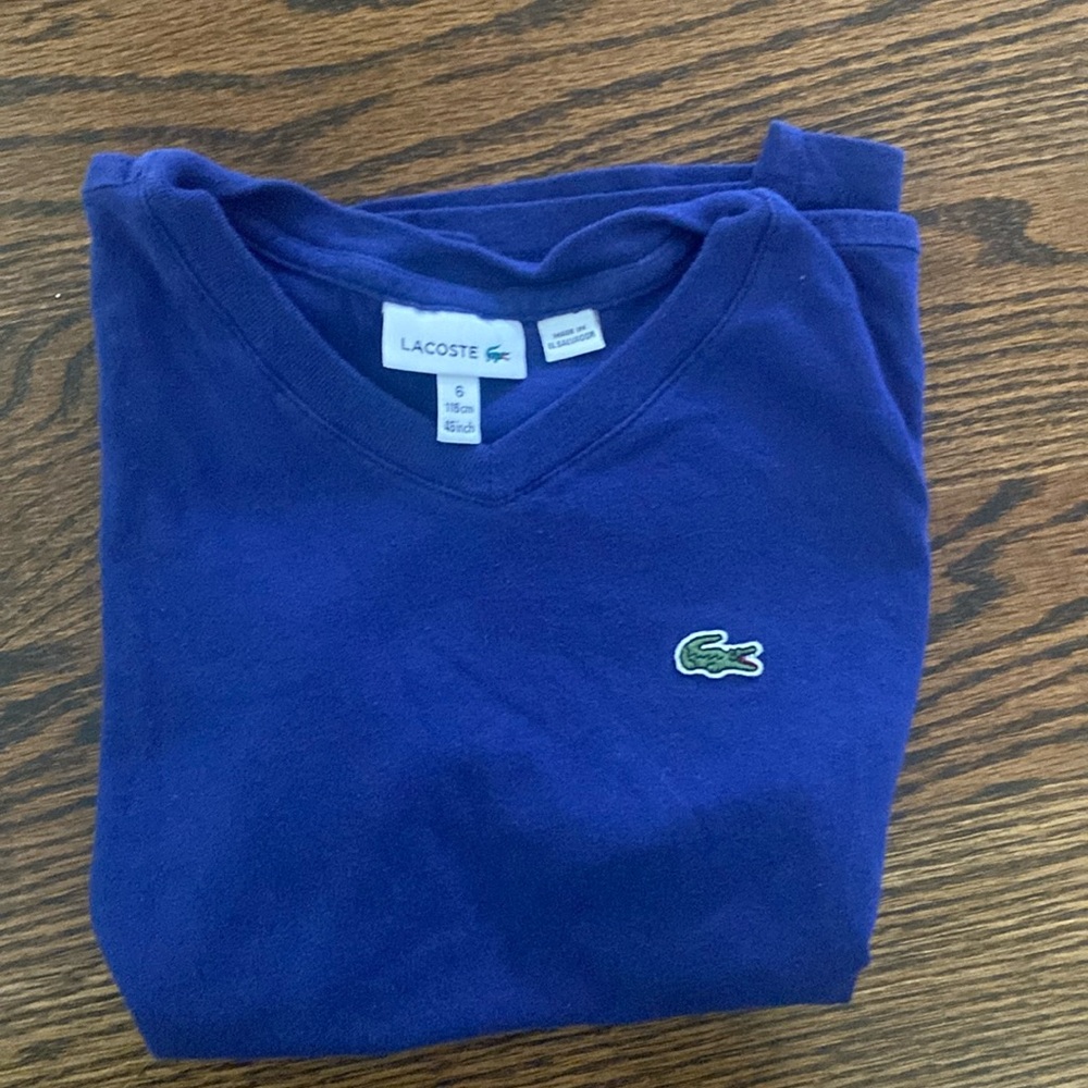Lacoste V neck boys size 6